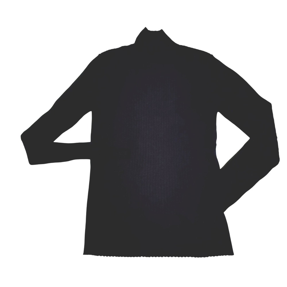 Saks Fifth Avenue‎ Womens Black Ribbed Mock Neck Sweater Dark Academia Mod Basic